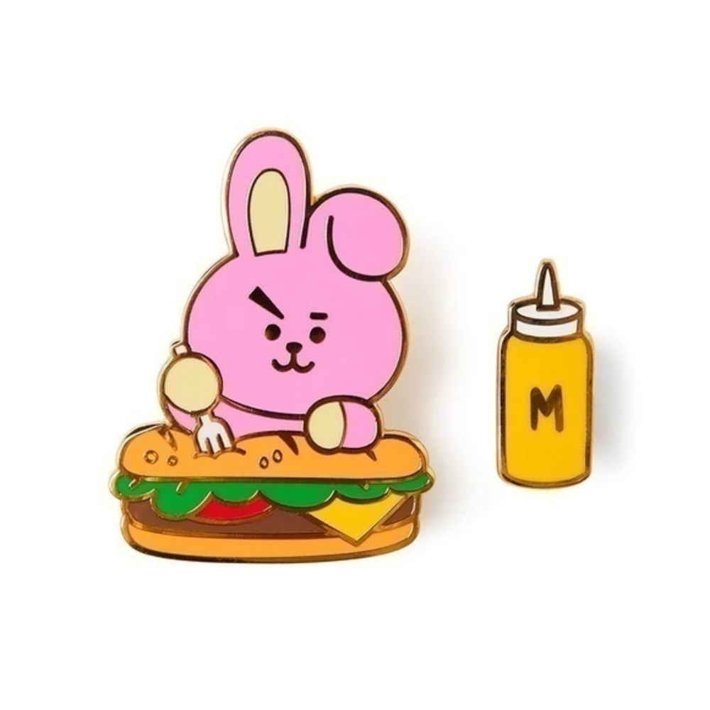 BT21 : Rare Cooky Eating Sandwich Pin / Character Badge Set | NWT ✨